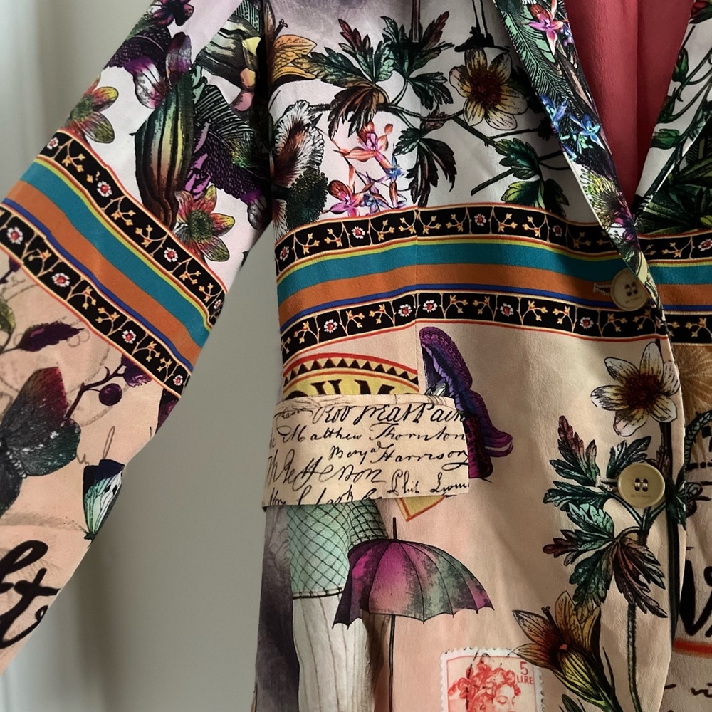 ETRO Milano Floral Butterfly Pink Blazer Sz 40/4 - Picture 4 of 4